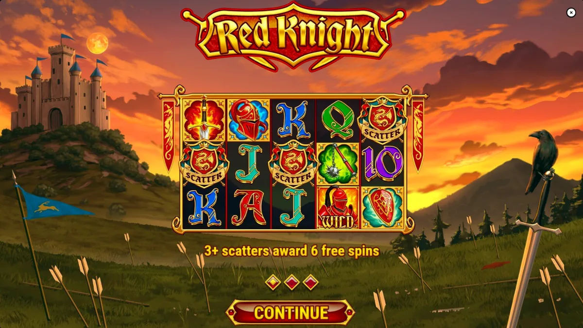 Tampilan visual slot Red Knight dengan tema ksatria dan api